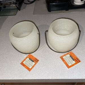 Ivory Wax And Wick Citronella Outdoor Pair Of 4.5”H Candles, Handles SemiNew